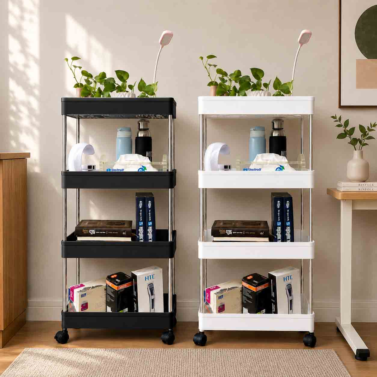 Wide Multi Purpose Trolly Rack-২ পিস কালো+সাদা